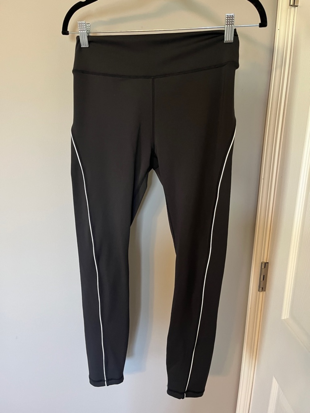 Mono B Black Athletic Leggings with Orange Logo Tag